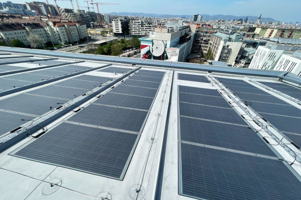 DAS Energy solar panels installed on Magenta's T-center roof DAS Energy solar panels installed on Magenta's T-center roof