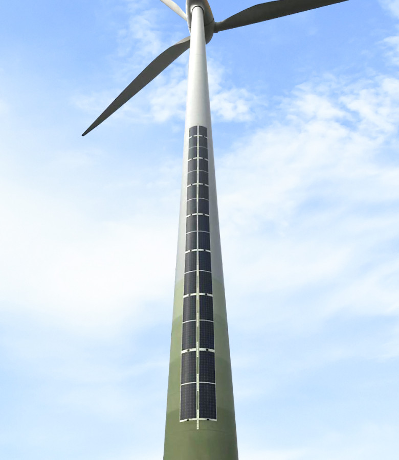 Energie Burgenland und DAS Energy statten Windtürme mit ultraleichten Photovoltaikmodulen aus